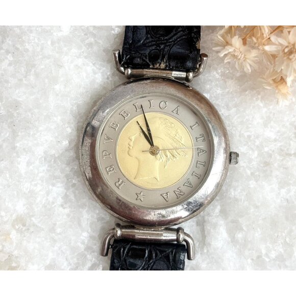 Republica Italiana Gold Coin Becora Vintage Women's Wristwatch - 25mm - WORKS! - Picture 1 of 12